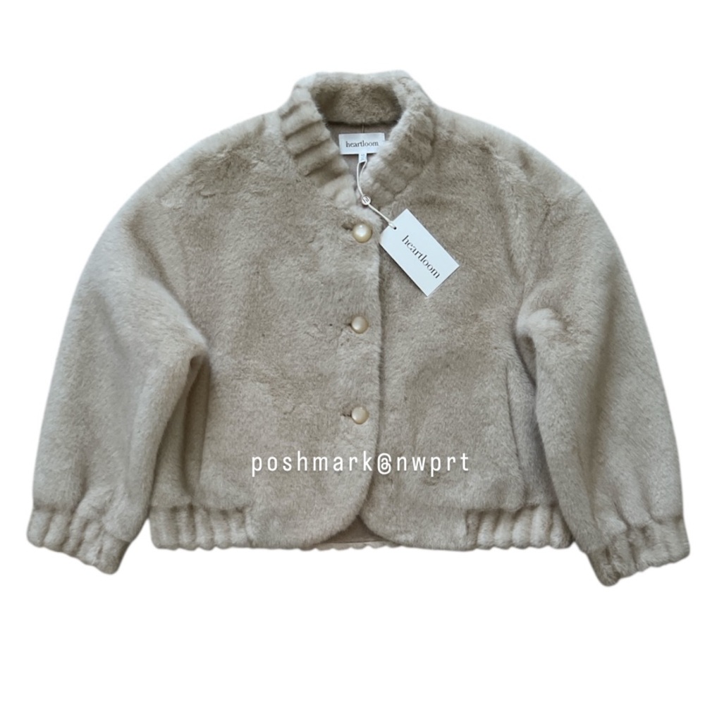 NWT 💕 Heartloom Gellar Jacket Coat Faux Fur Teddy Almond Cream Beige XS 0 2 - Picture 5 of 15
